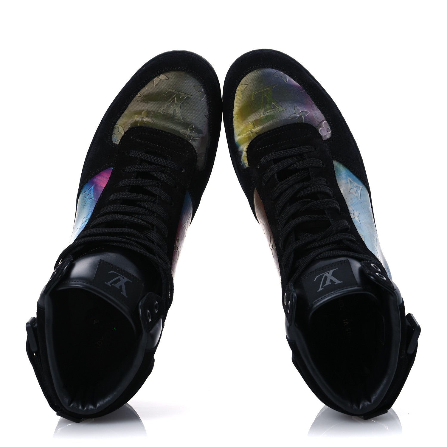Louis Vuitton Suede Monogram Mens Rivoli High Top Sneakers 10 Black Multicolor 2 of 13