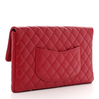 Chanel Caviar Quilted Flap Clutch Dark Pink 3 of 10