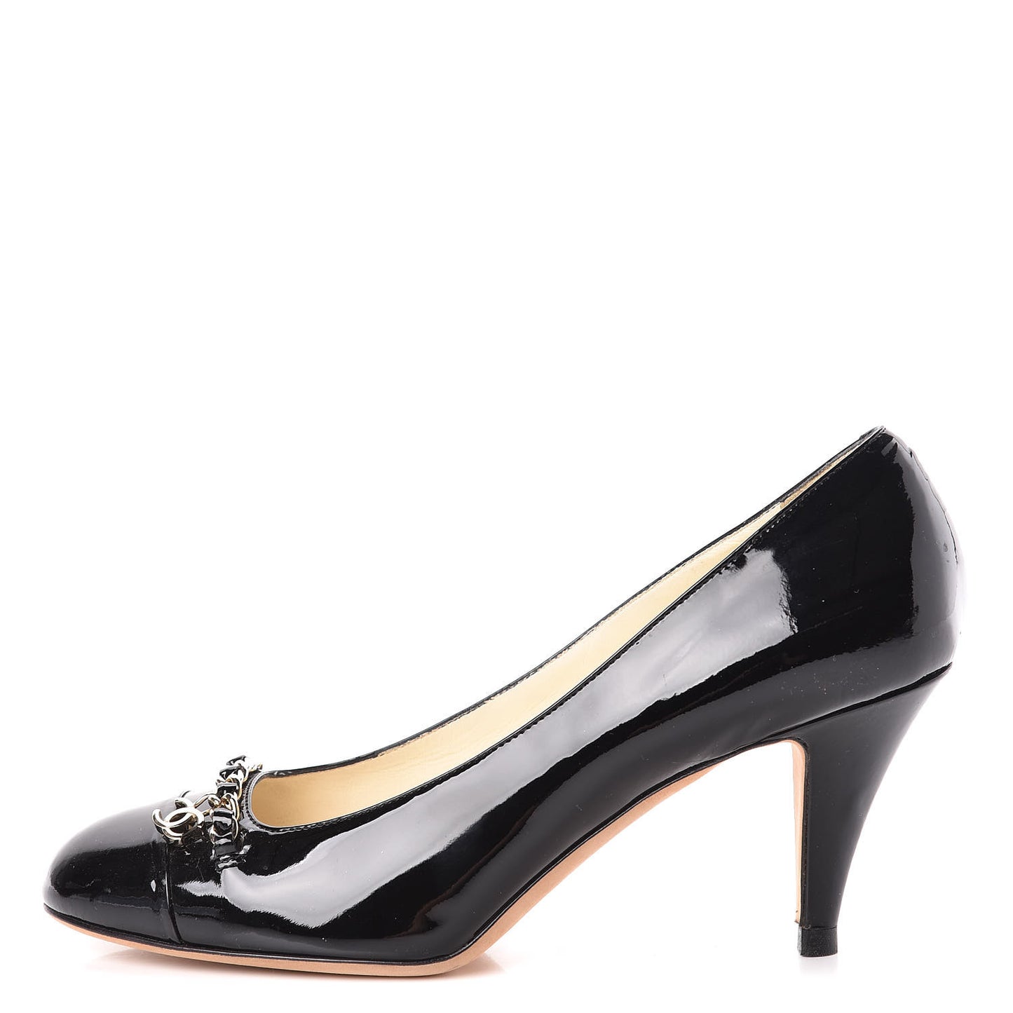 Patent CC Chain Cap Toe Pumps 39 Black