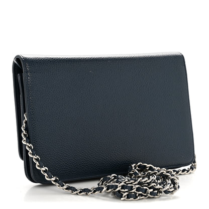 Chanel Caviar Timeless CC Wallet on Chain WOC Navy Blue 3 of 13