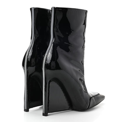 Balenciaga Patent Calfskin Scuba Wedge Ankle Boots 35 Black Gray 4 of 9