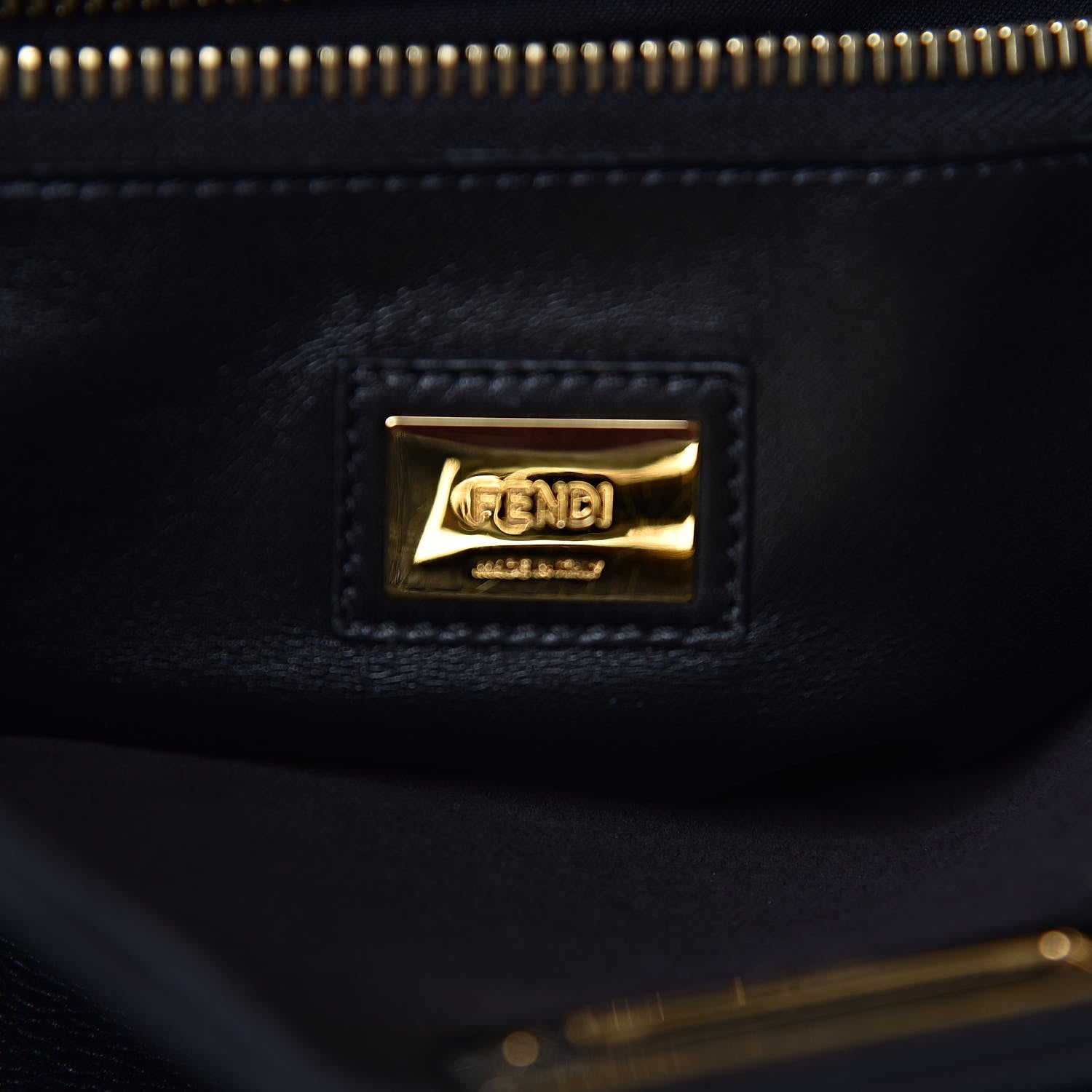 Fendi Vitello Seta Shiny Nappa Large Peekaboo Iconic Satchel Black 7 of 12