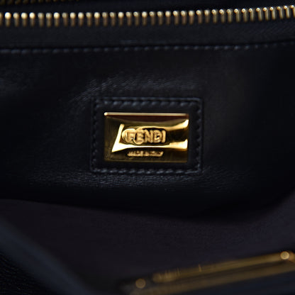 Fendi Vitello Seta Shiny Nappa Large Peekaboo Iconic Satchel Black 7 of 12