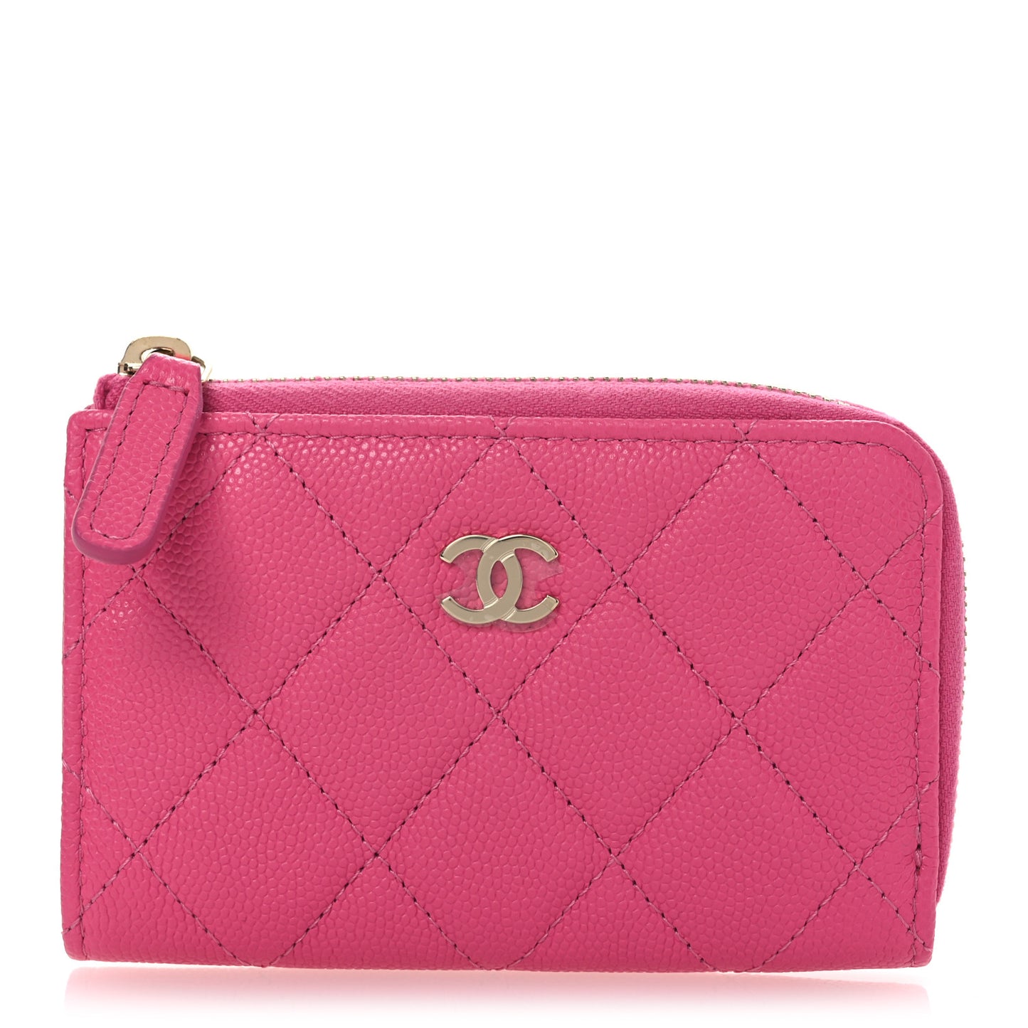 Caviar Quilted Zipped Key Holder Case Pink