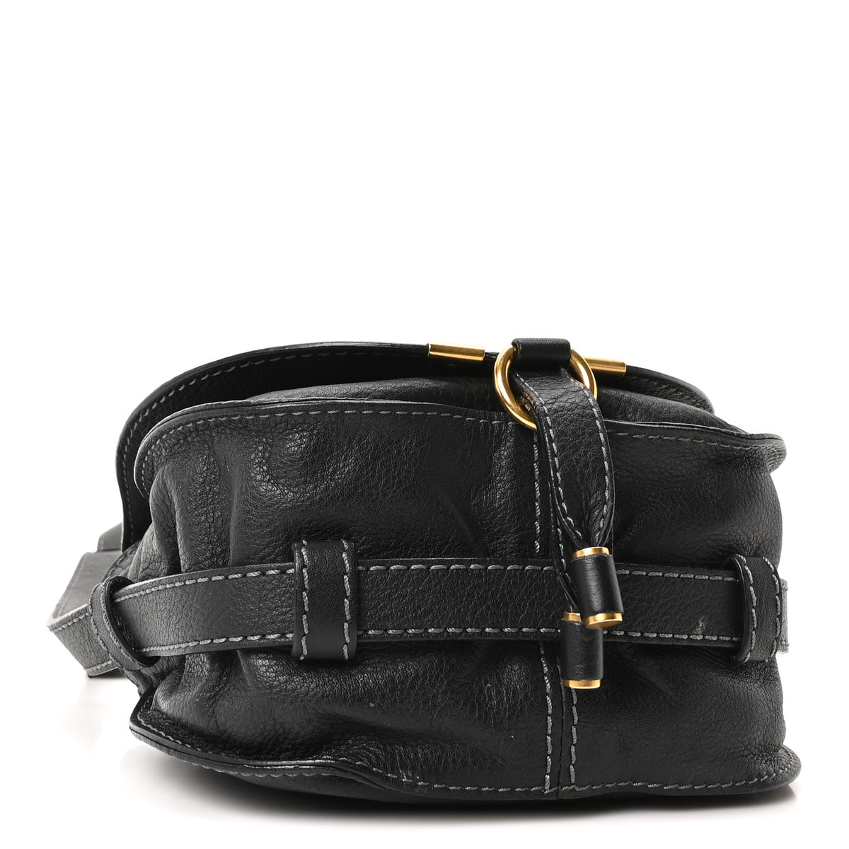 Calfskin Mini Marcie Round Crossbody Bag Black