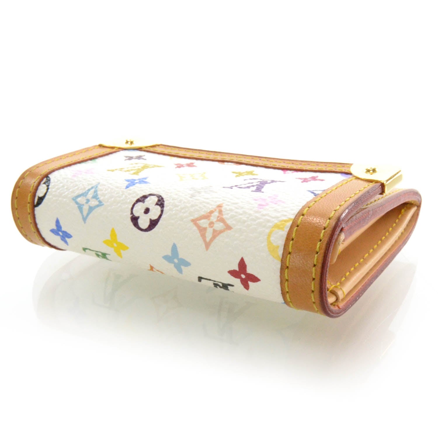 Louis Vuitton Monogram Multicolor Porte-Monnaie Plat Coin Purse White 3 of 7