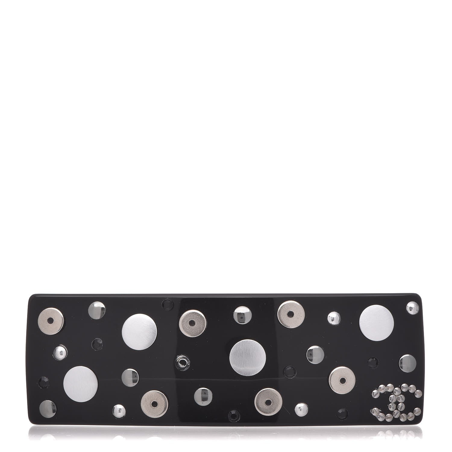 Chanel Resin Embellished CC Hair Clip Barrette Black 1 of 5