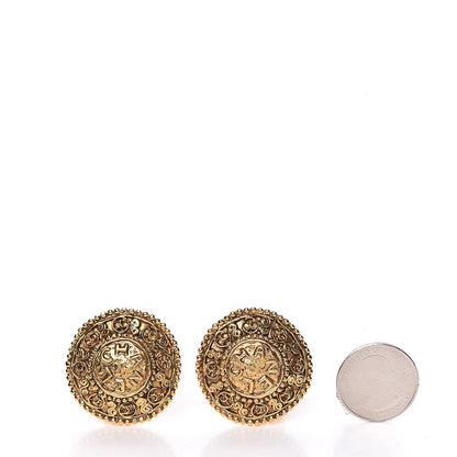 Chanel CC Button Clip On Earrings Gold 2 of 4