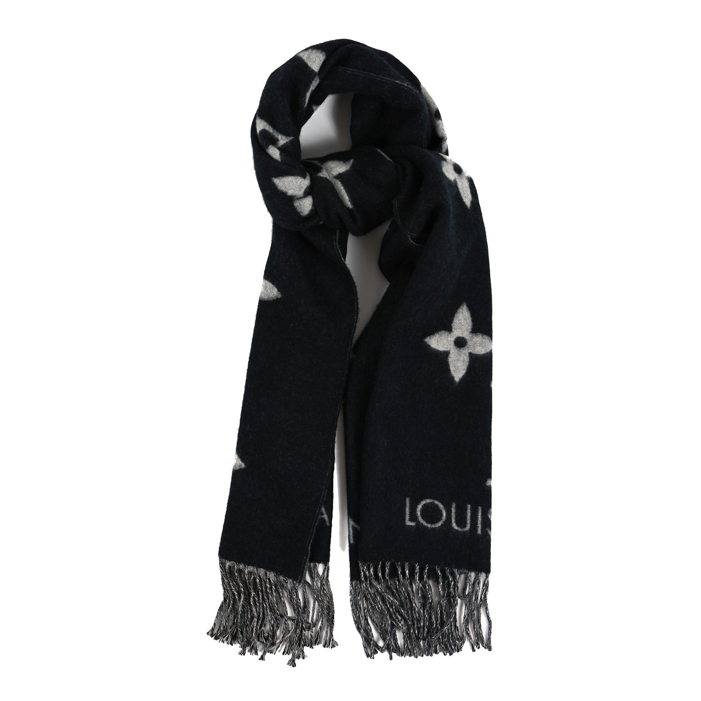 Cashmere Monogram Reykjavik Scarf Black