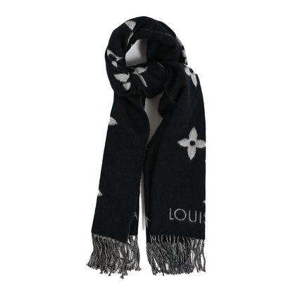Louis Vuitton Cashmere Monogram Reykjavik Scarf Black 1 of 3