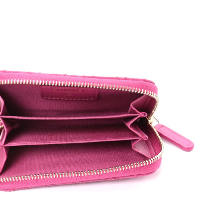 Chanel Lambskin Camellia Embossed Zip Coin Purse Fuchsia 5 of 7