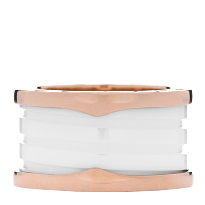 Bulgari 18K Rose Gold White Ceramic B.Zero1 Four-Band Ring 53 6.5 1 of 6