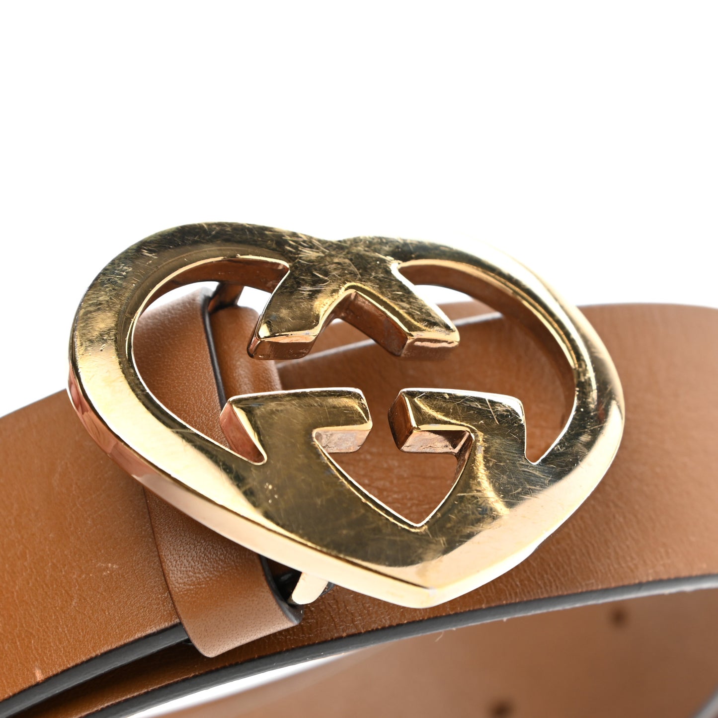 Calfskin Lovely Heart GG Belt 85 34 Beige