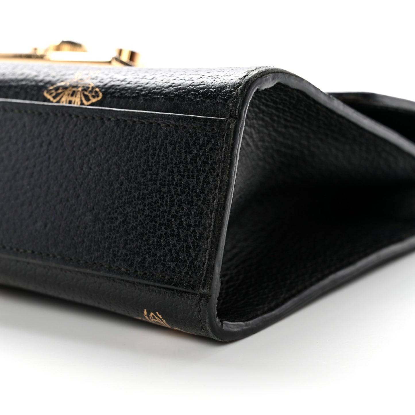 Grained Calfskin Bee Star Small Padlock Shoulder Bag Black
