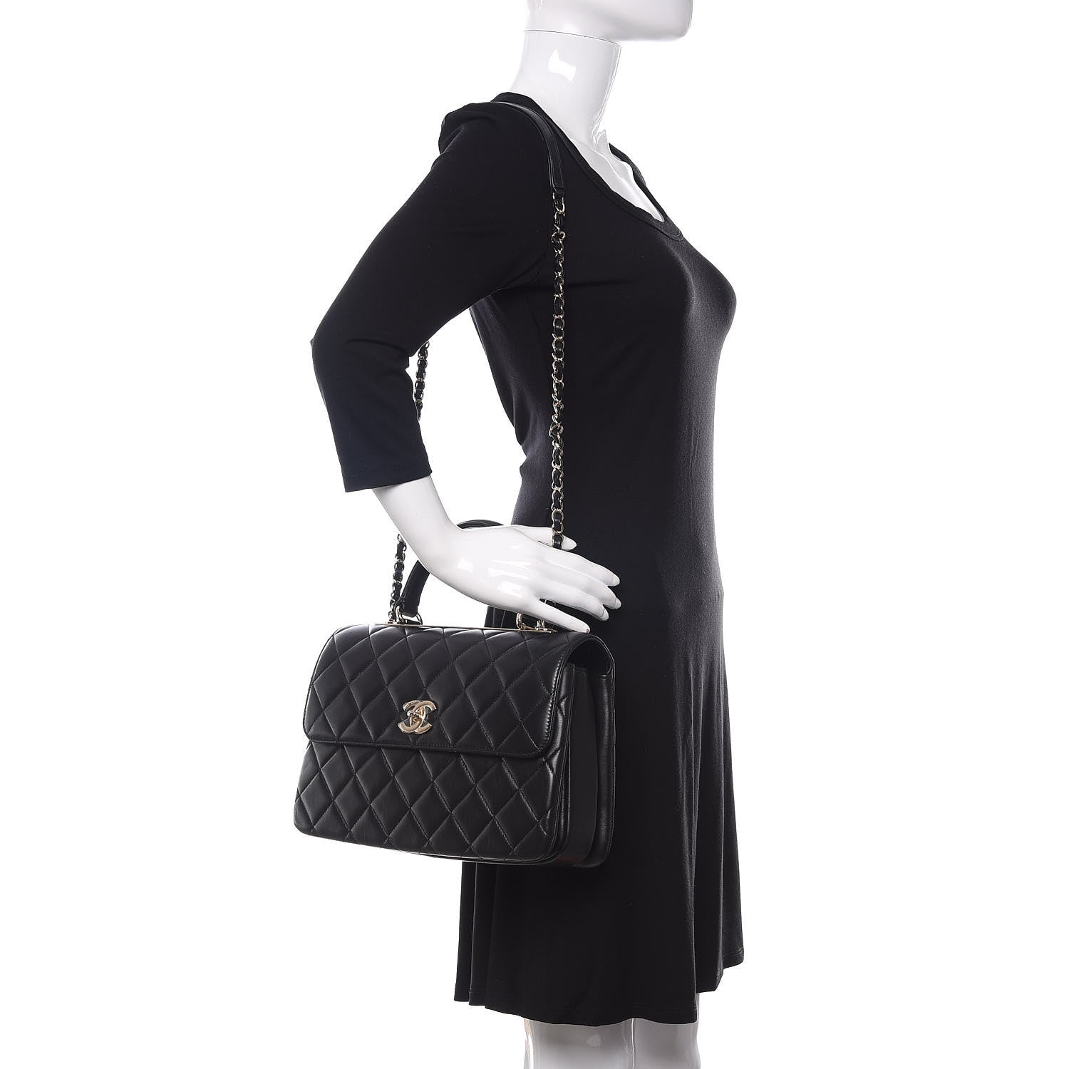 Chanel Lambskin Quilted Medium Trendy CC Flap Dual Handle Bag Black 2 of 10