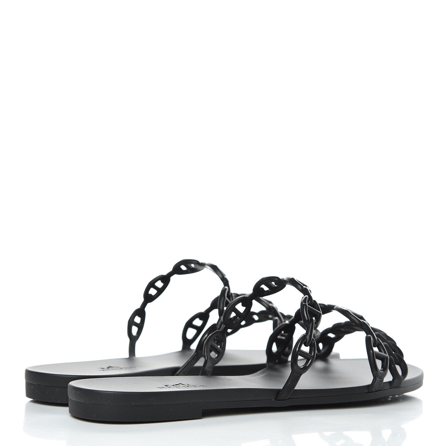 Hermes Rubber Chaine d'Ancre Rivage Sandals 37 Black 4 of 8