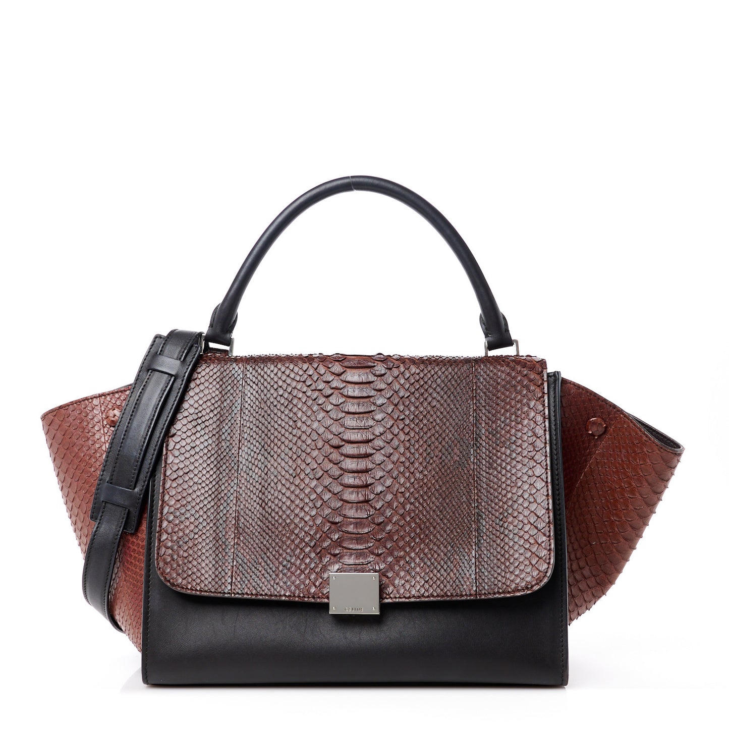 Snakeskin Calfskin Medium Trapeze Brown