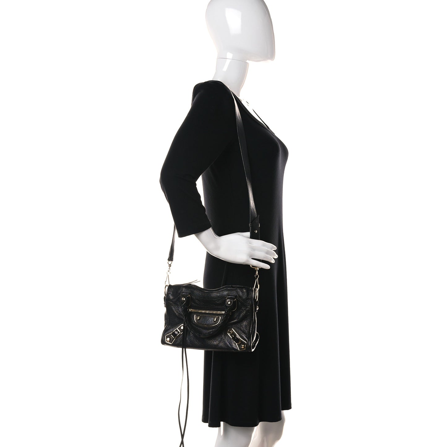 Chevre Gold Metallic Edge Hardware Mini City Black