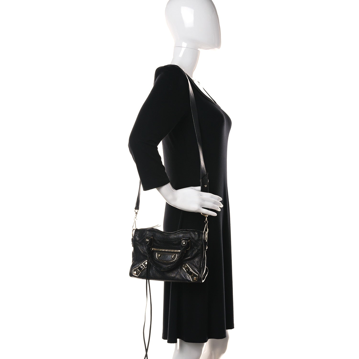 Balenciaga Chevre Gold Metallic Edge Hardware Mini City Black 3 of 13