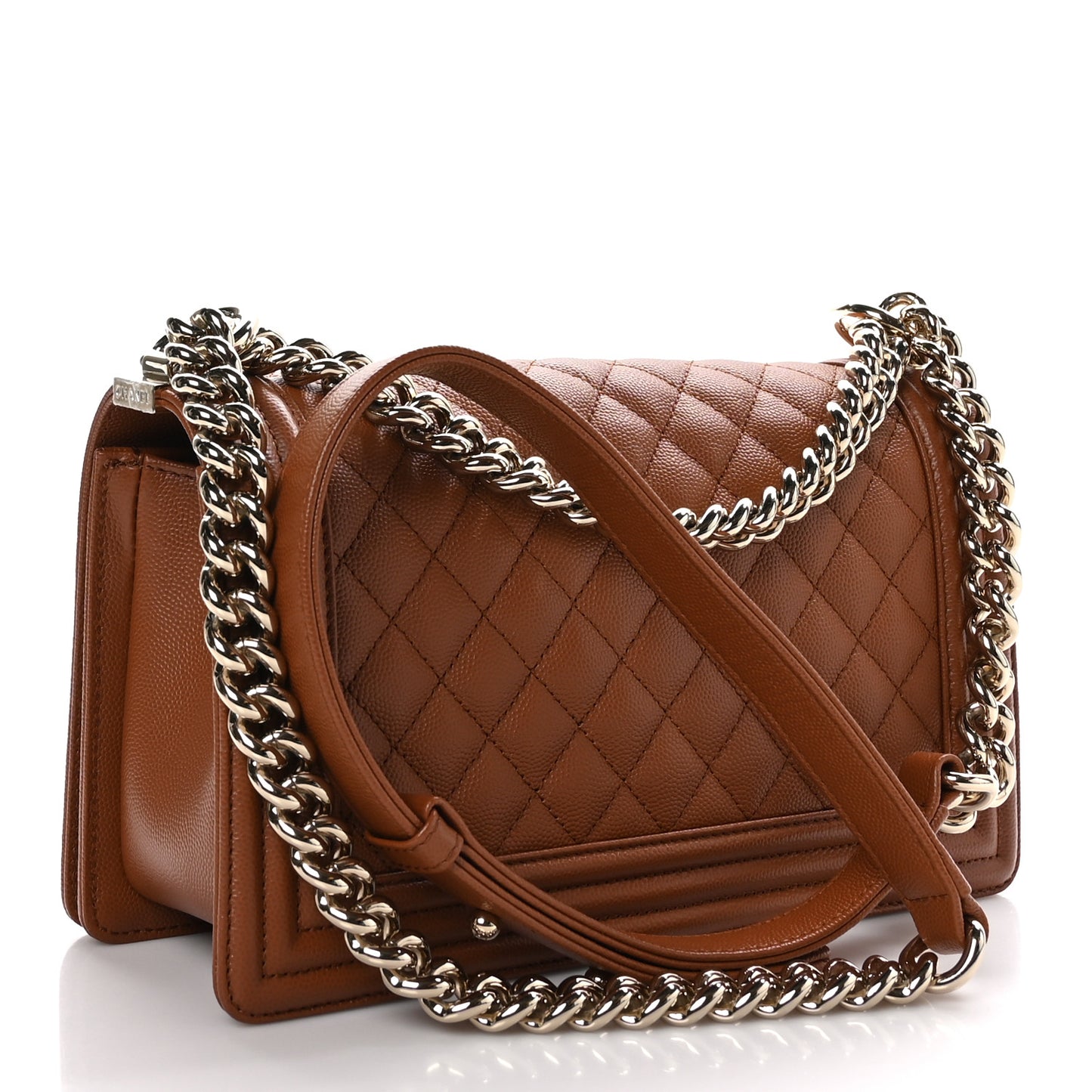 Caviar Quilted Medium Boy Flap Brown