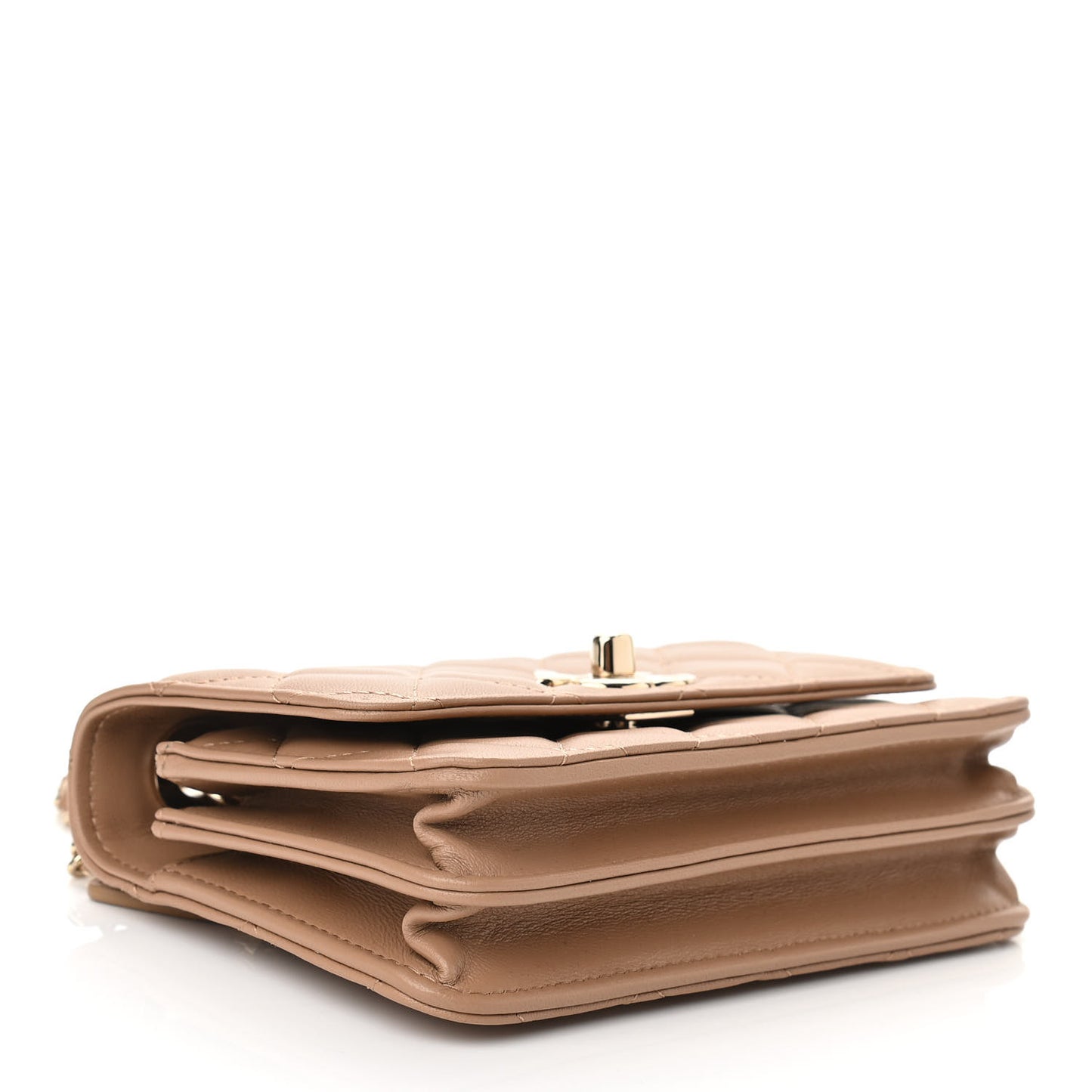 Lambskin Quilted Mini Trendy CC Wallet On Chain WOC Beige