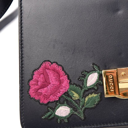 Gucci Calfskin Embroidered Mini Sylvie Top Handle Bag Blue 9 of 12