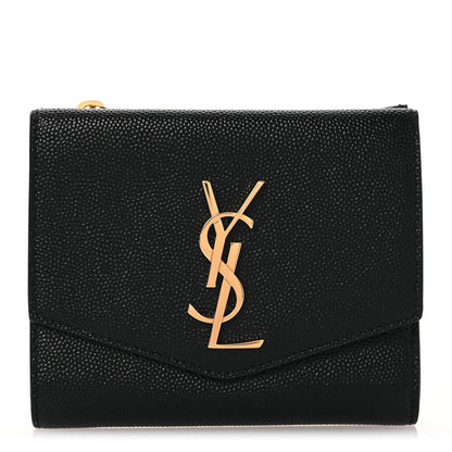 Saint Laurent Grain De Poudre Monogram Bi-Fold Wallet Black 1 of 11