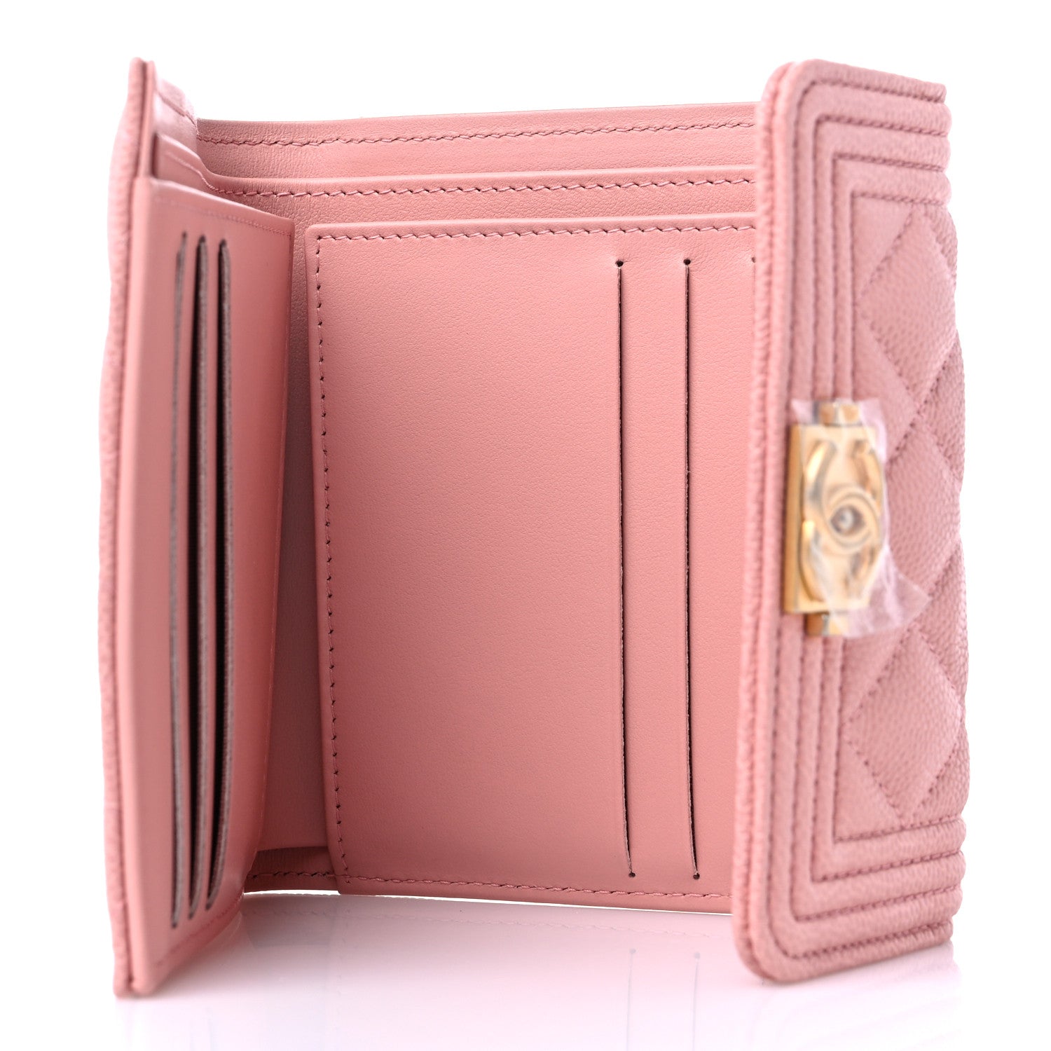 Chanel Caviar Quilted Boy Compact Wallet Pink 5 of 8