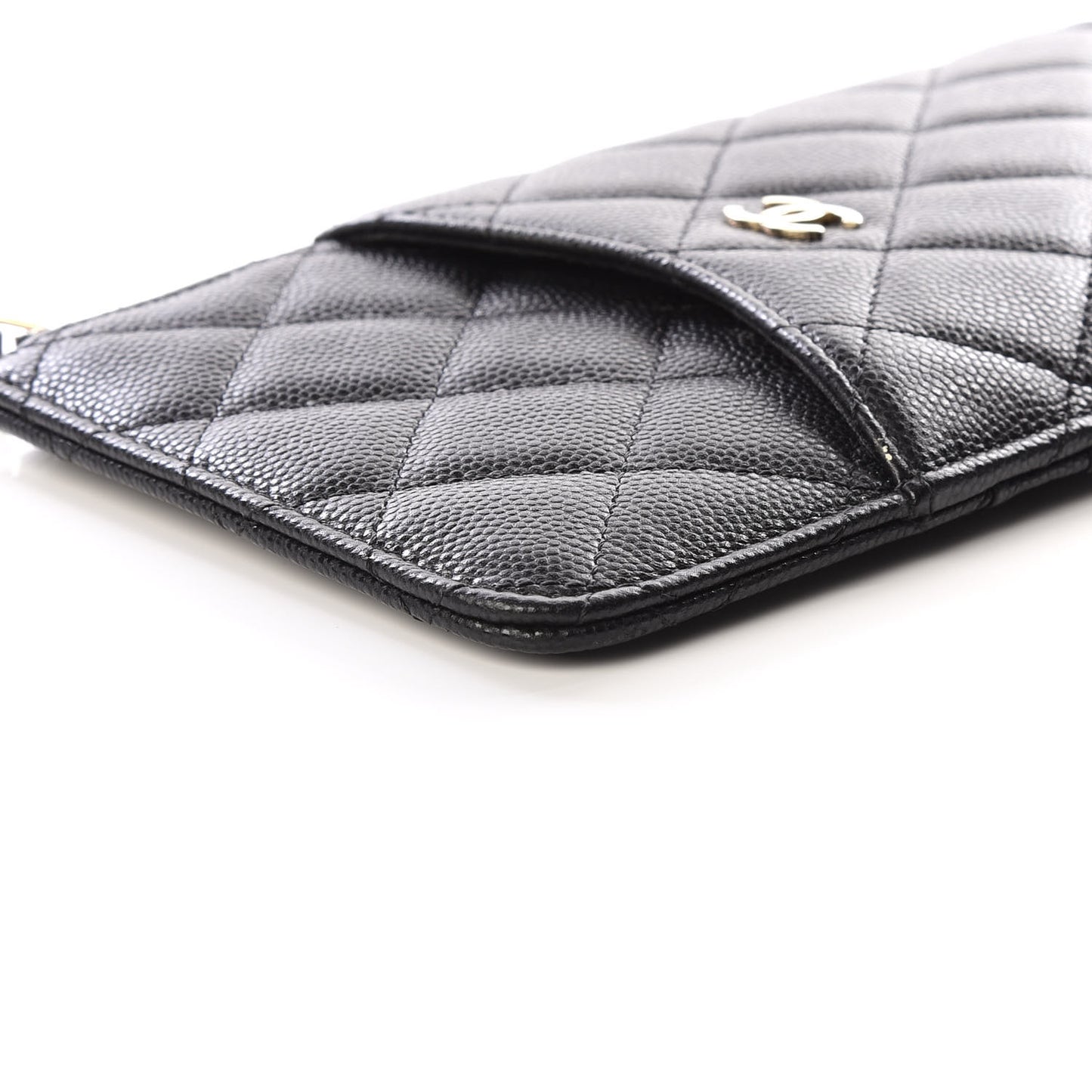 Caviar Quilted Classic Flat Wallet Pouch Black