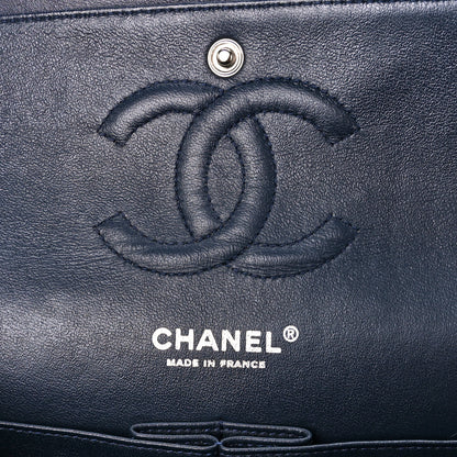 Chanel Patent Calfskin Quilted Bi-Color Medium Double Flap Navy Blue Black 6 of 11