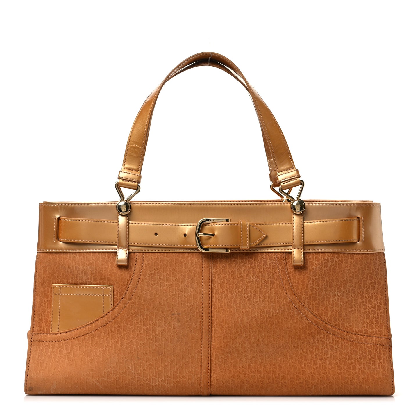 Patent Monogram Jeans Pocket Tote Gold