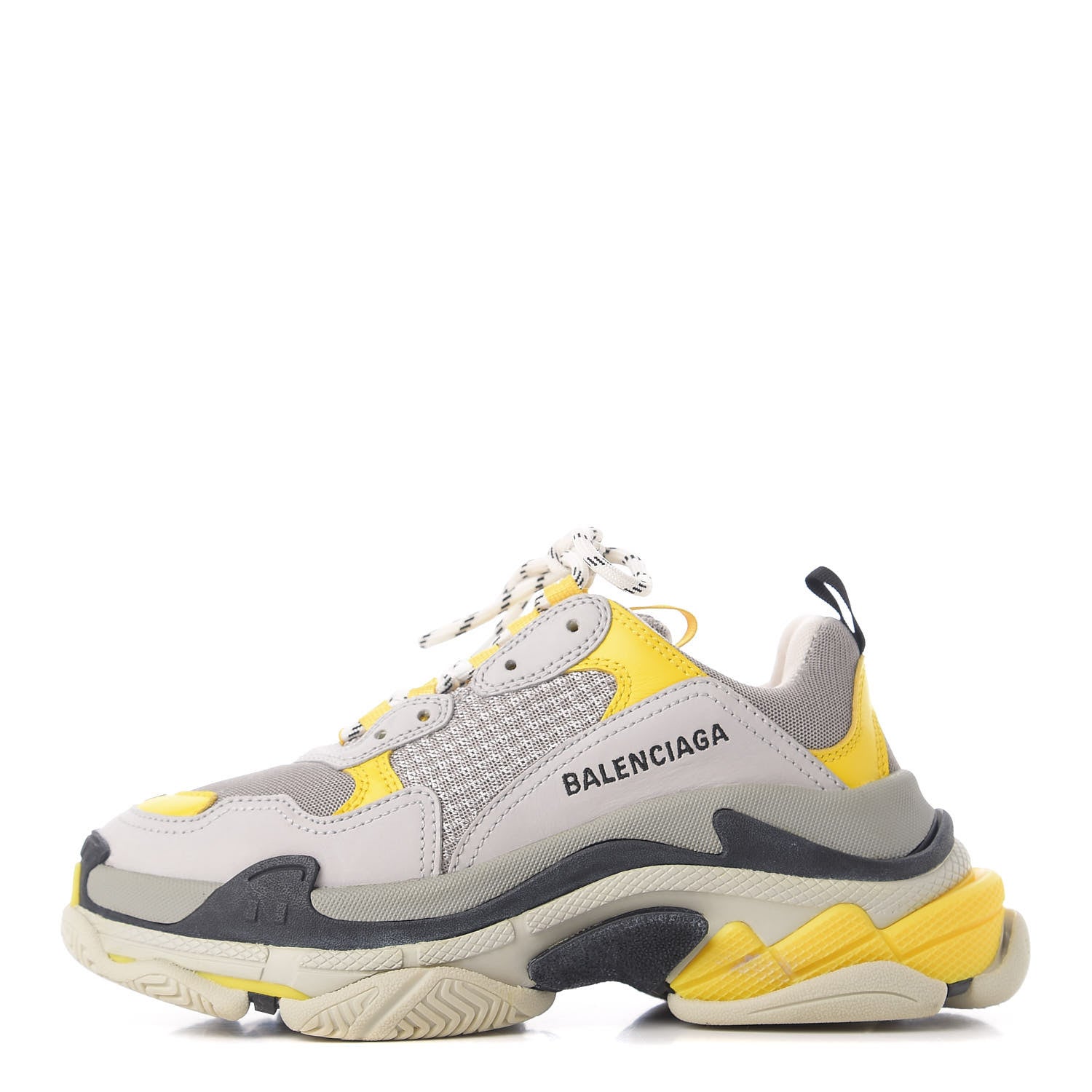 Balenciaga Fabric Mesh Womens Triple S Sneakers 37 Yellow Grey White 1 of 9