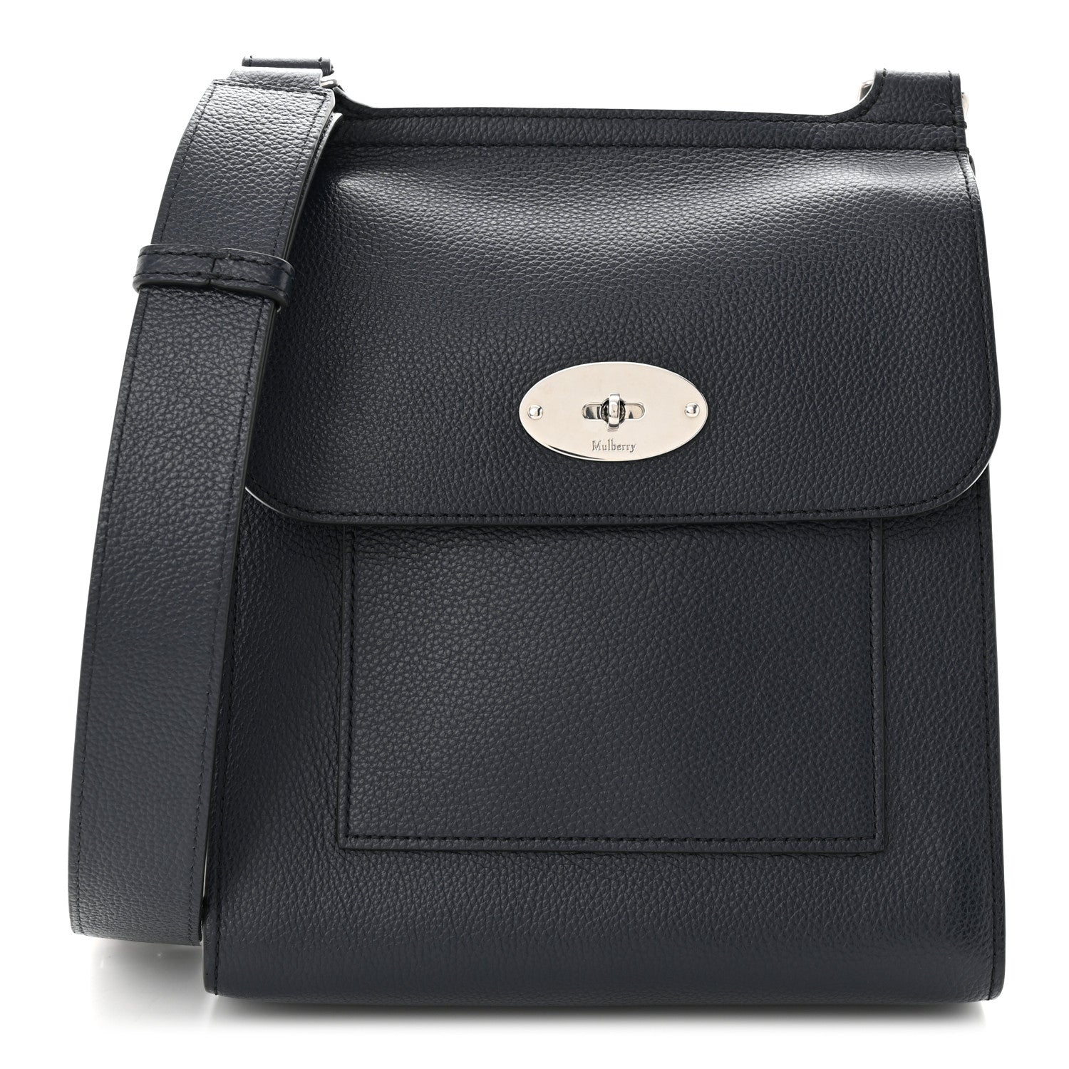 Mulberry Natural Grain Calfskin Antony Messenger Crossbody Navy 1 of 9