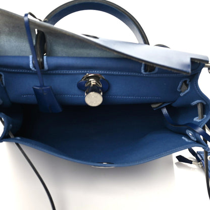 Hermes Vache Hunter Toile Militaire Herbag Zip 31 PM Bleu Brighton Bleu Saphir 6 of 11