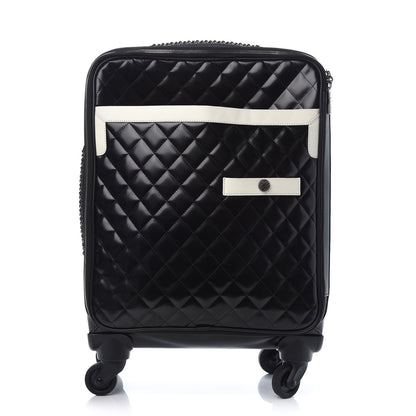 Chanel Vinyl Calfskin Quilted Coco Case Trolley Rolling Luggage Black 1 of 8