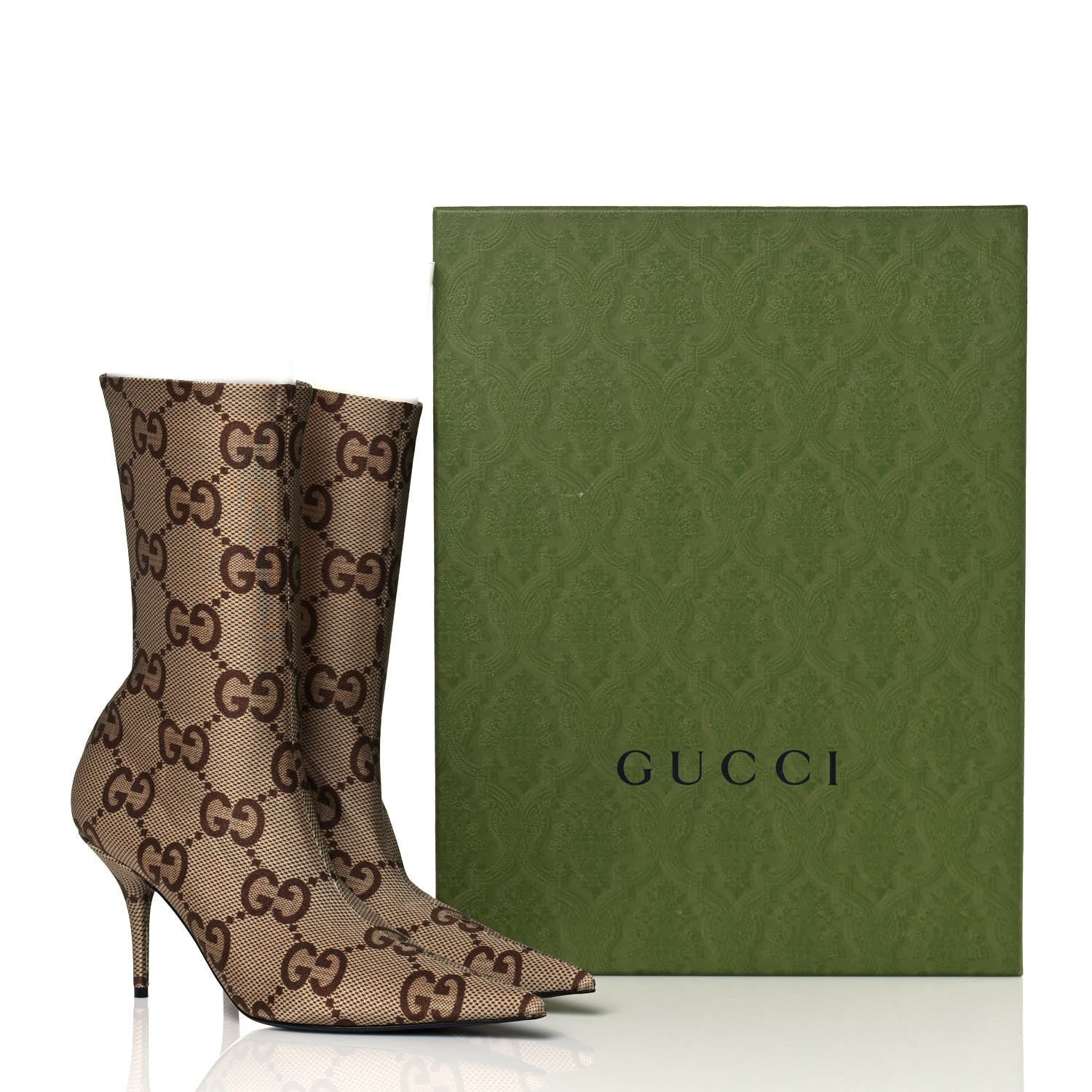 Balenciaga X GUCCI Jersey Maxi GG Monogram Crepe Knife Booties 41 Camel Ebony 7 of 7
