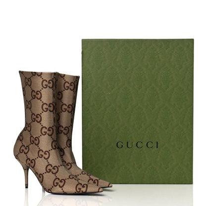 Balenciaga X GUCCI Jersey Maxi GG Monogram Crepe Knife Booties 41 Camel Ebony 7 of 7