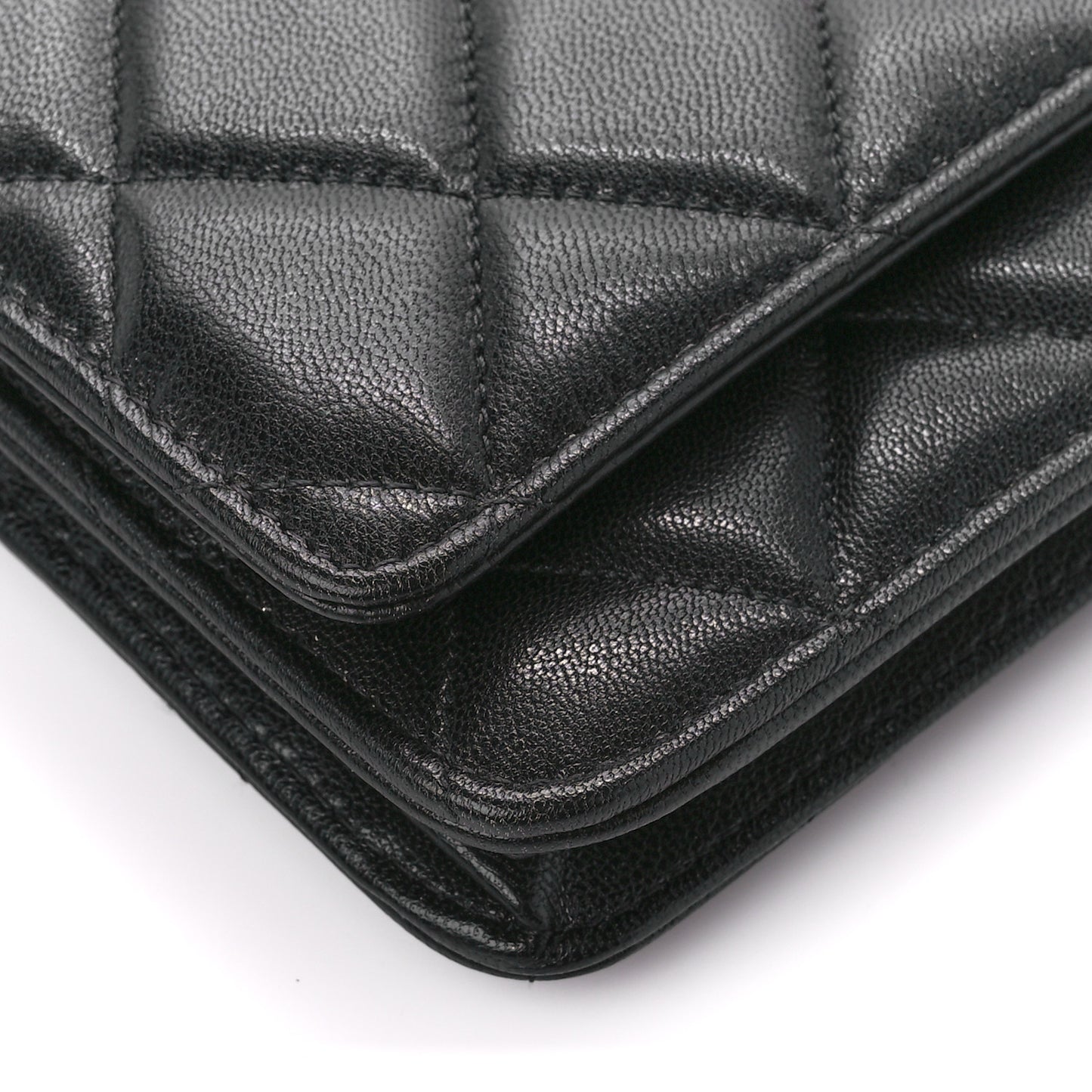 Goatskin Quilted Quilted Like A Wallet Wallet On Chain WOC Black