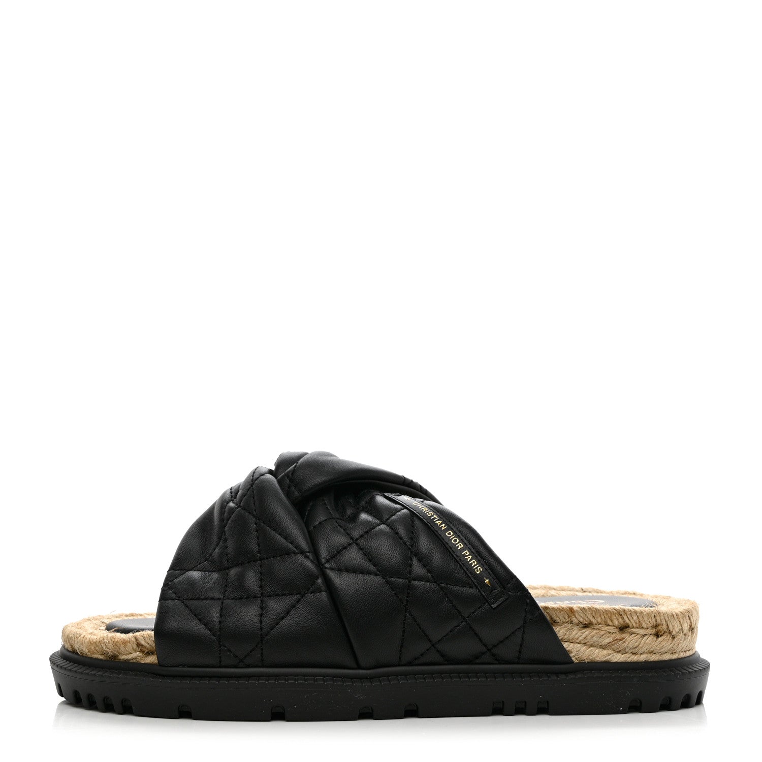 Christian Dior Calfskin Cannage Dtwist Espadrille Platform Sandals 38 Black 1 of 9
