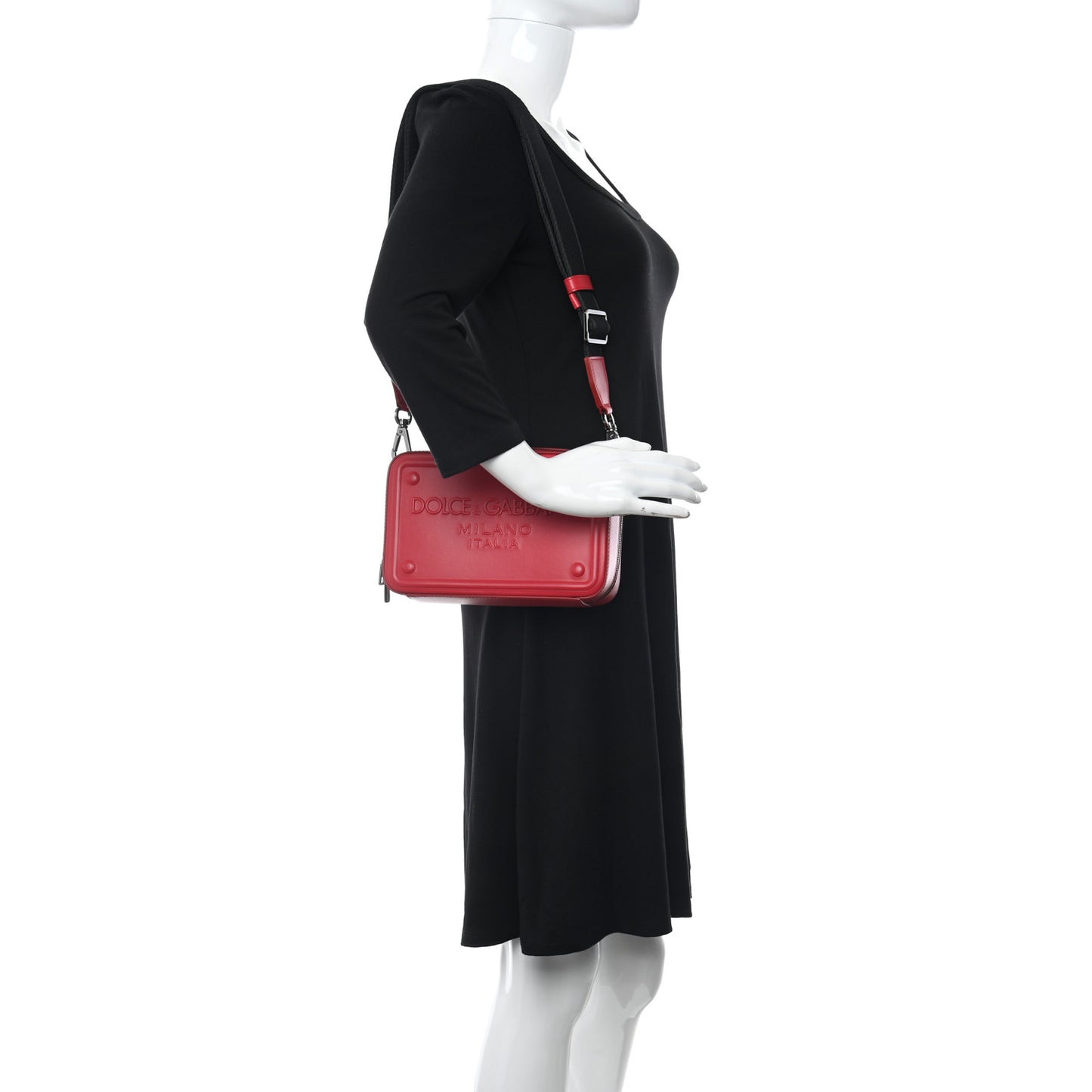 Calfskin Embossed DG Logo Mens Crossbody Bag Red