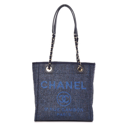 Chanel Lurex Boucle Mini Deauville Tote Blue 1 of 9