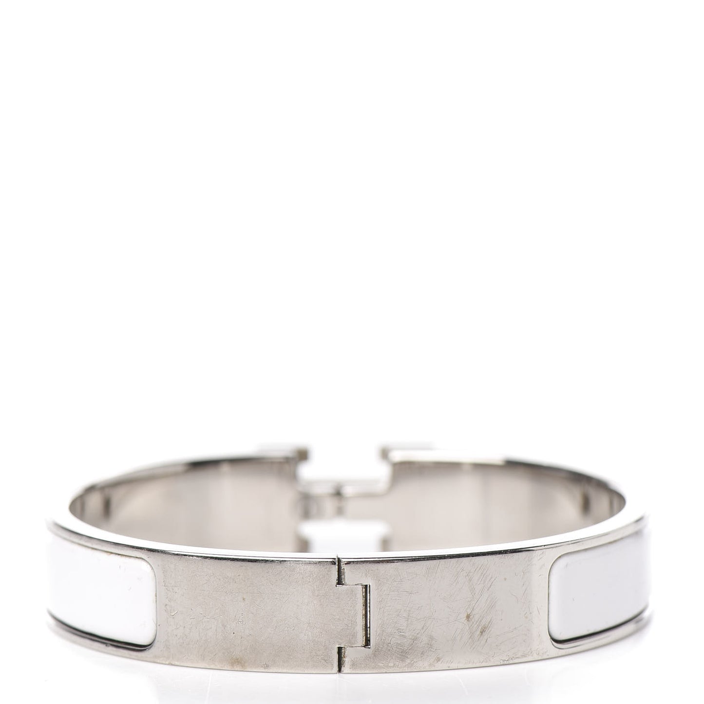 Enamel Narrow Clic Clac H Bracelet PM White