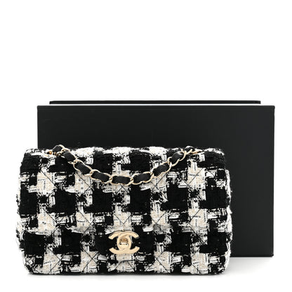 Chanel Tweed Quilted Mini Rectangular Flap Black Ecru White 12 of 12