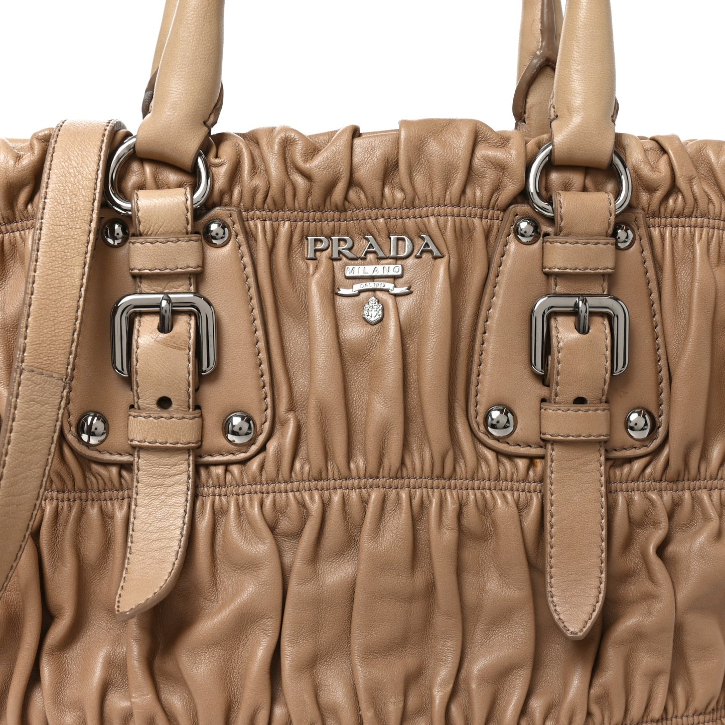 Nappa Gaufre Shopping Satchel Visone