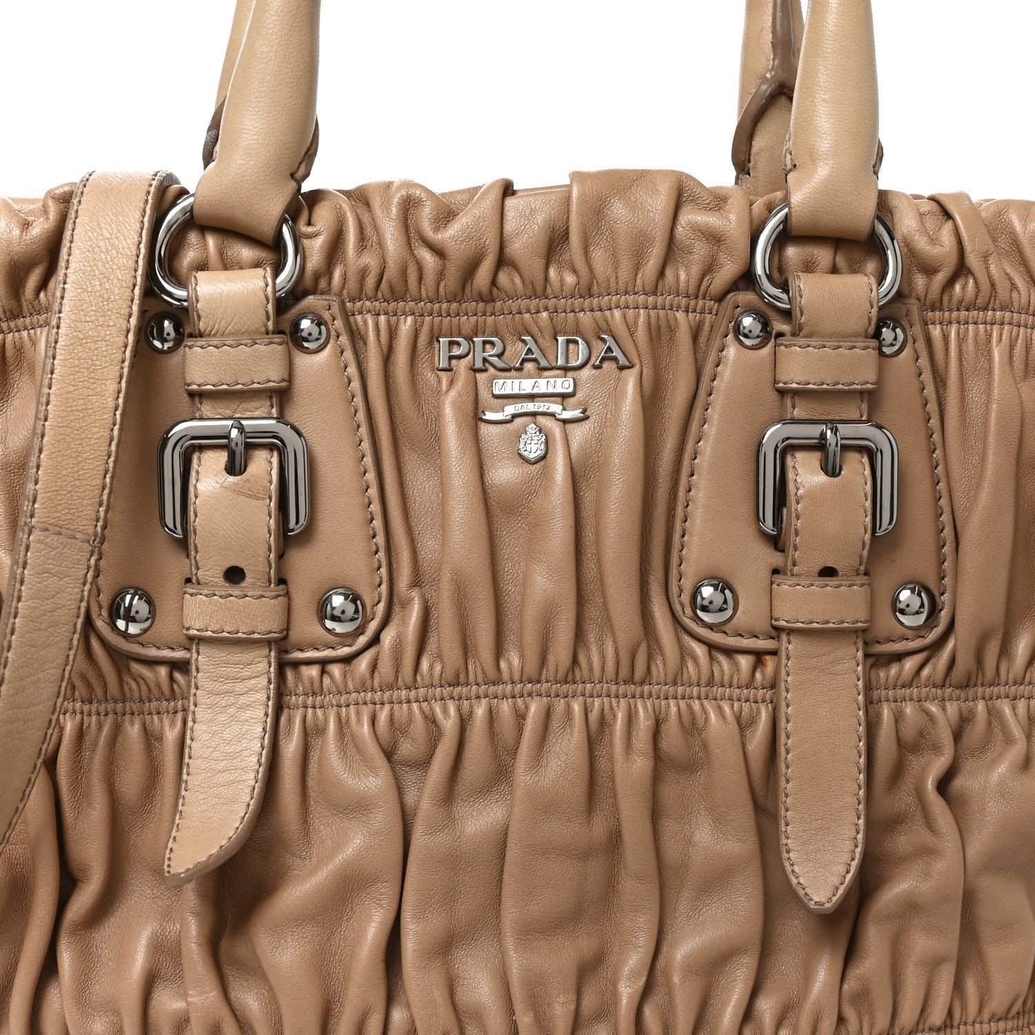 Prada Nappa Gaufre Shopping Satchel Visone 7 of 9