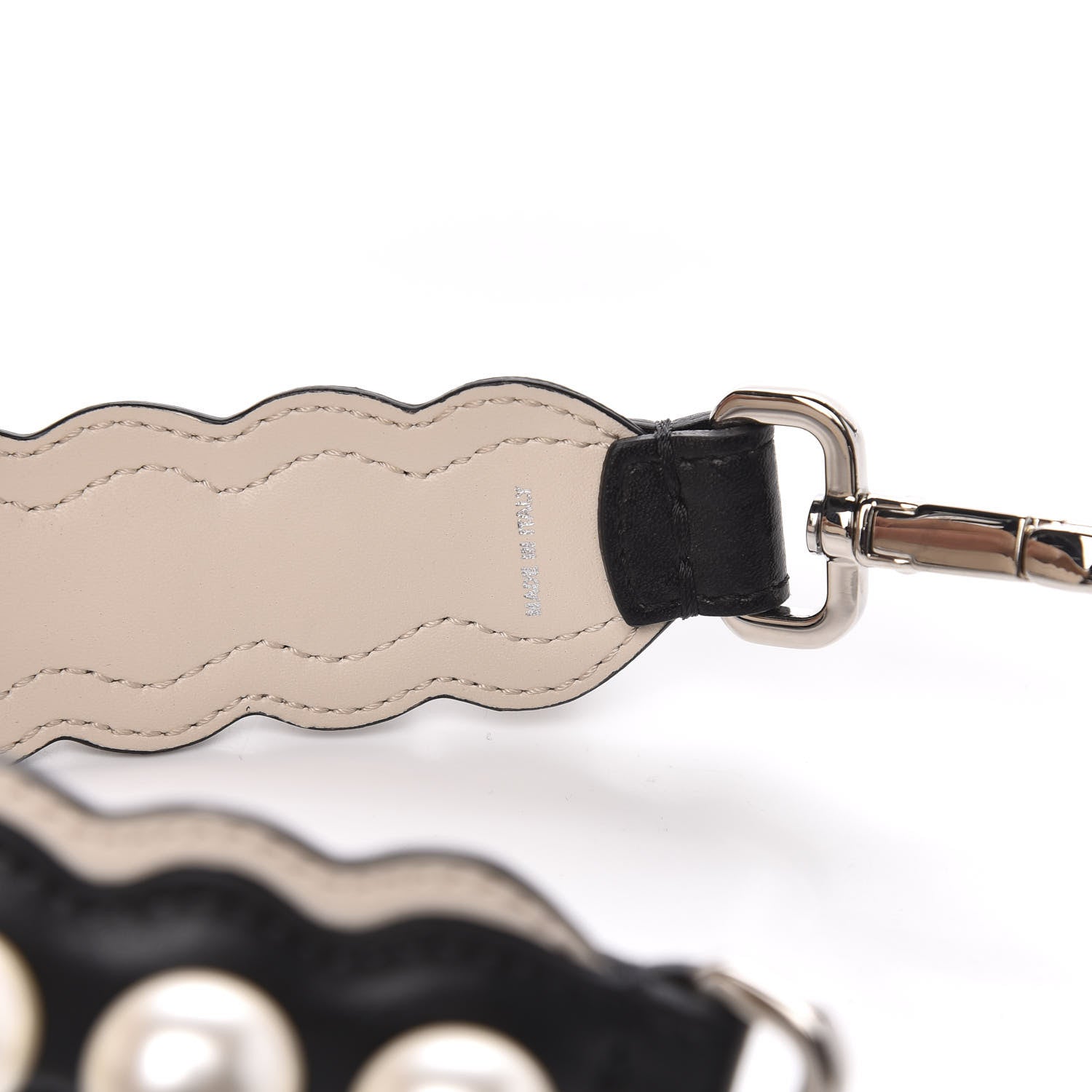 Fendi Calfskin Pearl Embellished Mini Strap You Black Camelia 5 of 5