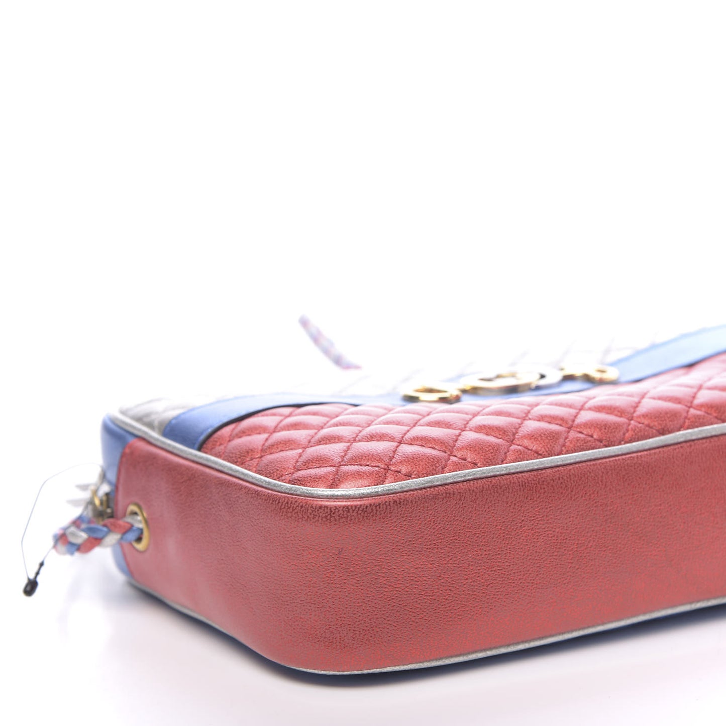 Laminated Nappa Trapuntata Small Zumi Shoulder Bag Rosso Marine Argento