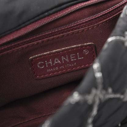 Chanel Nylon Quilted Tweed Stitch Medium Bubble Flap Black 5 of 13
