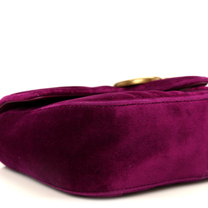 Gucci Velvet Matelasse Mini GG Marmont Shoulder Bag Fuchsia Violet Cyclamen 10 of 11