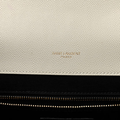 Saint Laurent Grain De Poudre Mixed Matelasse Large Triquilt Monogram Satchel Porcellana 6 of 10